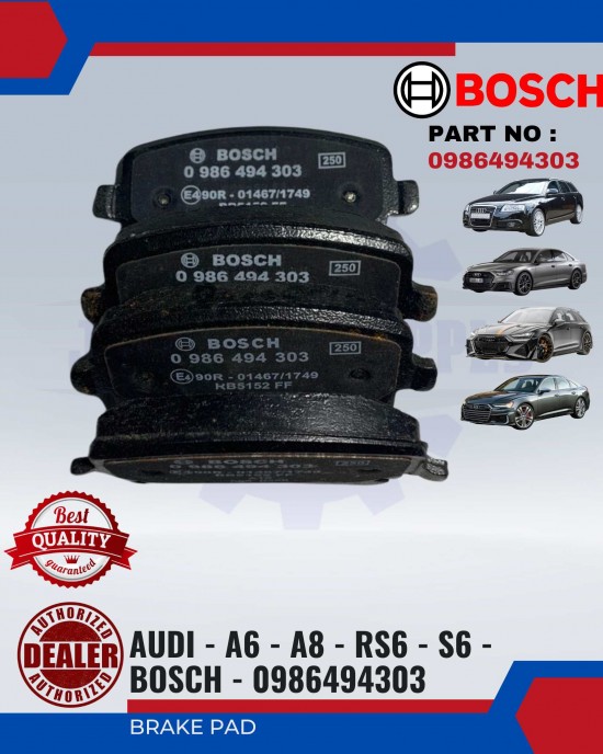 BRAKE PAD - AUDI - A6 - A8 - RS6 - S6 - BOSCH - 0986494303 image