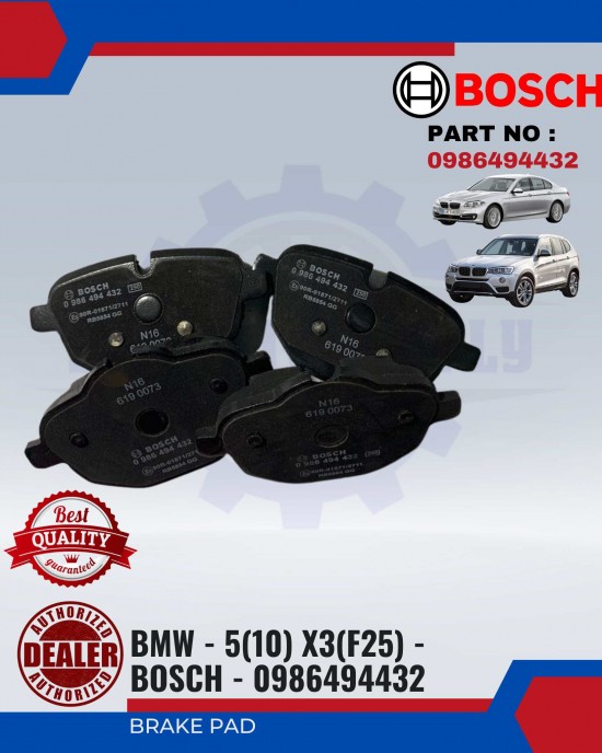 REAR BRAKE PAD - BMW - 5(10) X3(F25) - BOSCH - 0986494432 image