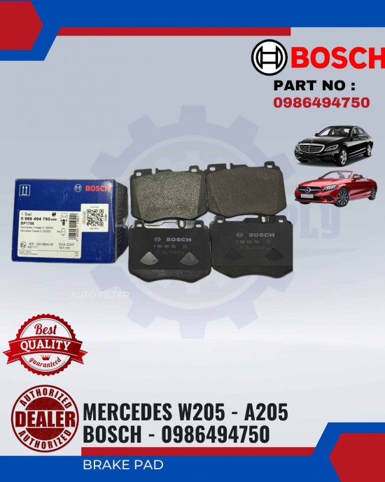 Front Disc Brake Pad (4pcs)-Mercedes W205-A205-BOSCH-0986494750 Brake System image