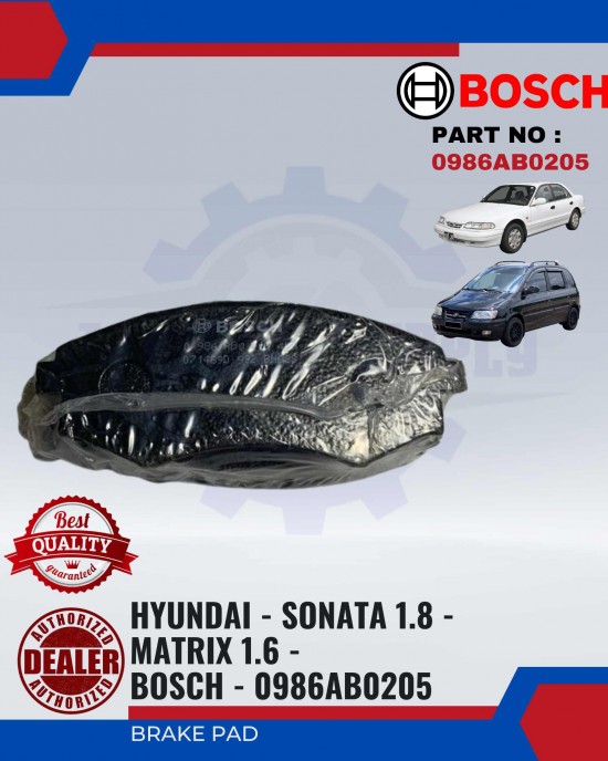 BRAKE PAD - HYUNDAI - SONATA 1.8 - MATRIX 1.6 - BOSCH - 0986AB0205 image