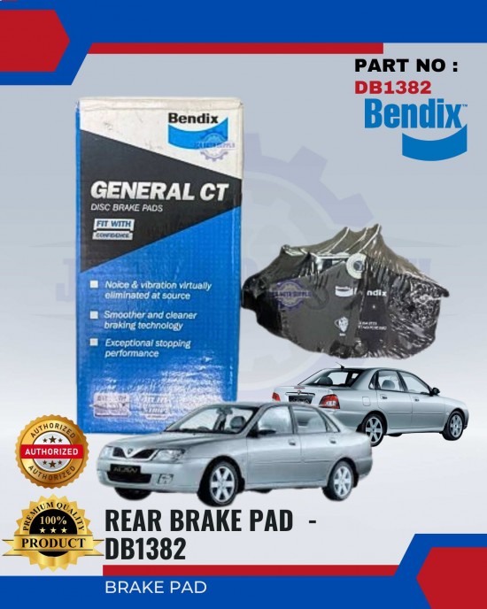 Proton Waja Rear Brake Pads - BENDIX - DB1382 Brake System image