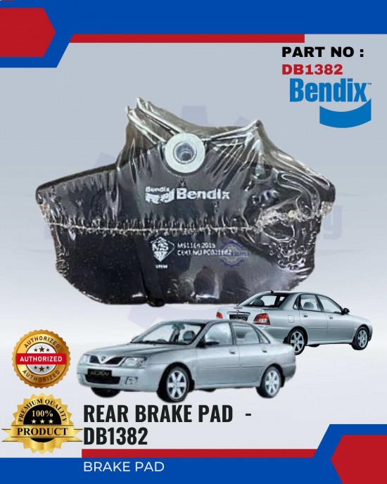 Proton Waja Rear Brake Pads - BENDIX - DB1382 Brake System image