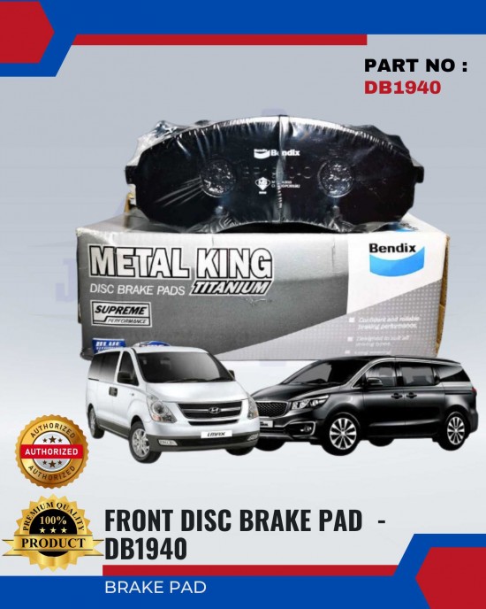 BENDIX METAL KING TITANIUM FRONT DISC BRAKE PAD (4PCS) - DB1940 MKT - HYUNDAI STAREX, KIA CARNIVAL Brake System image