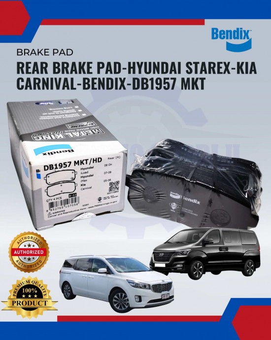 REAR DISC BRAKE PAD BENDIX METAL KING TITANIUM (4PCS) - DB1957 MKT - HYUNDAI STAREX, KIA CARNIVAL image