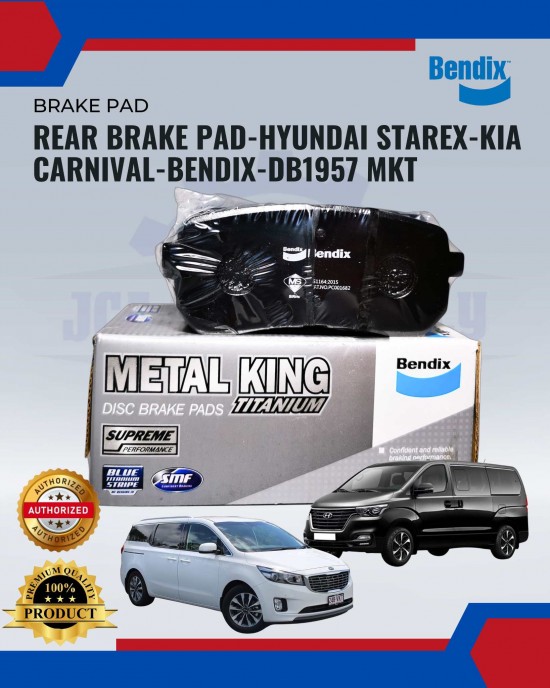 REAR DISC BRAKE PAD BENDIX METAL KING TITANIUM (4PCS) - DB1957 MKT - HYUNDAI STAREX, KIA CARNIVAL image