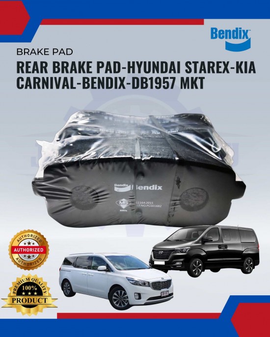 REAR DISC BRAKE PAD BENDIX METAL KING TITANIUM (4PCS) - DB1957 MKT - HYUNDAI STAREX, KIA CARNIVAL image