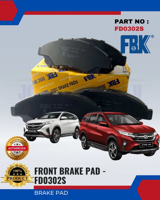 Front Brake Pad-Perodua Aruz SUV 1.5-FBK-FD0302S Brake System image