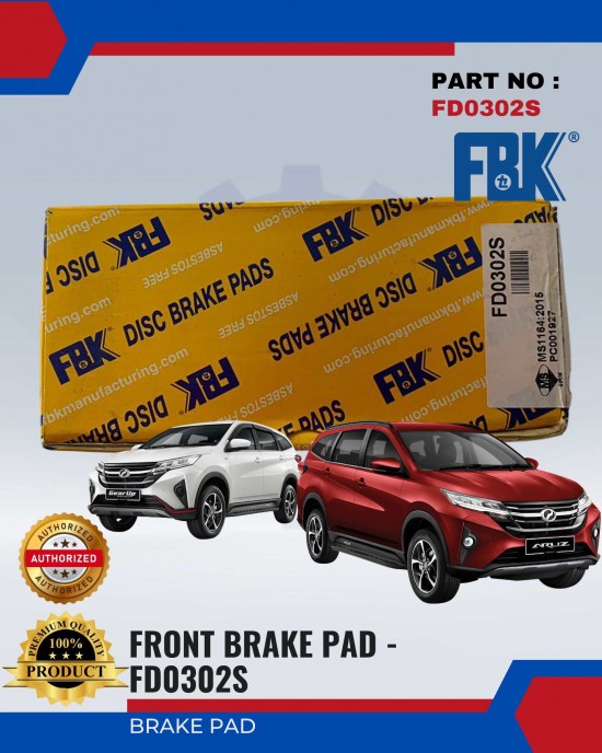 Front Brake Pad-Perodua Aruz SUV 1.5-FBK-FD0302S Brake System image