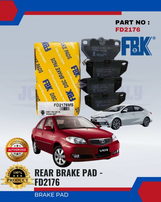 Toyota Vios NCP42 - Altis Rear Disc Brake Pad - FBK - FD2176 Brake System image