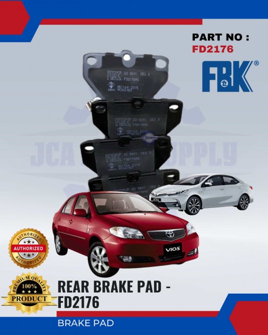 Toyota Vios NCP42 - Altis Rear Disc Brake Pad - FBK - FD2176 Brake System image