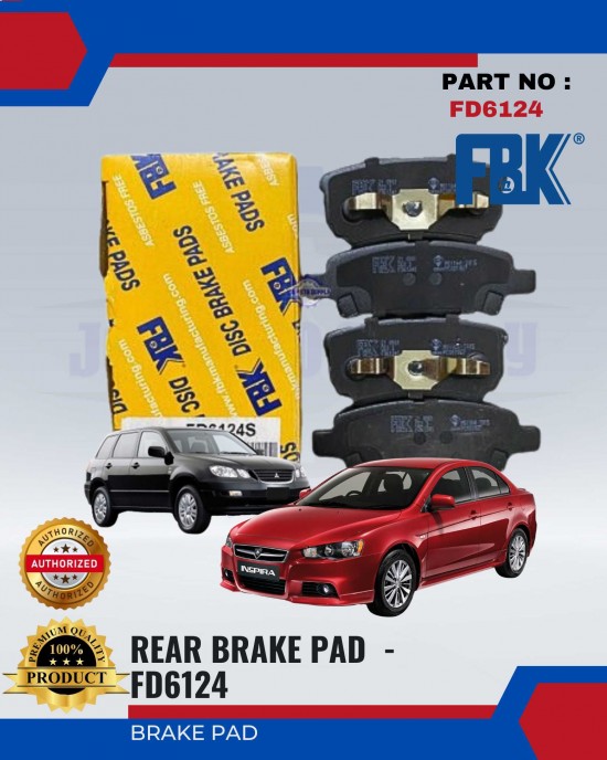 Proton Inspira - Mitsubishi Airtrek Rear Disc Brake Pad - FBK - FD6124 Brake System image