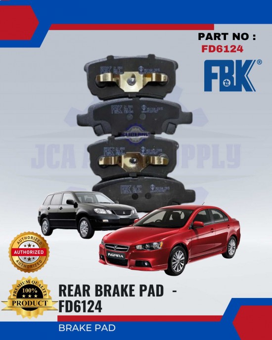 Proton Inspira - Mitsubishi Airtrek Rear Disc Brake Pad - FBK - FD6124 Brake System image