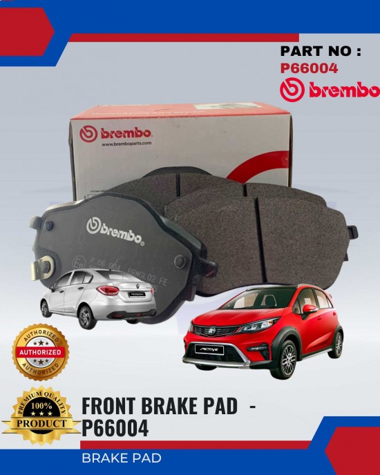 Front Brake Pad-Proton Iriz (2014)-Proton Persona(2016-2020)-BREMBO-P66004 Brake System image