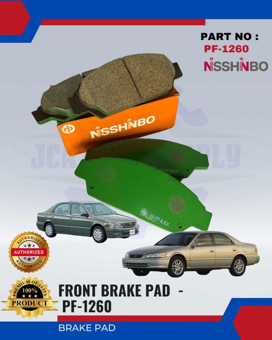 Front Disc Brake Pad (4pcs)-Toyota Camry-Vista-NISSHINBO-PF-1260 Brake System image