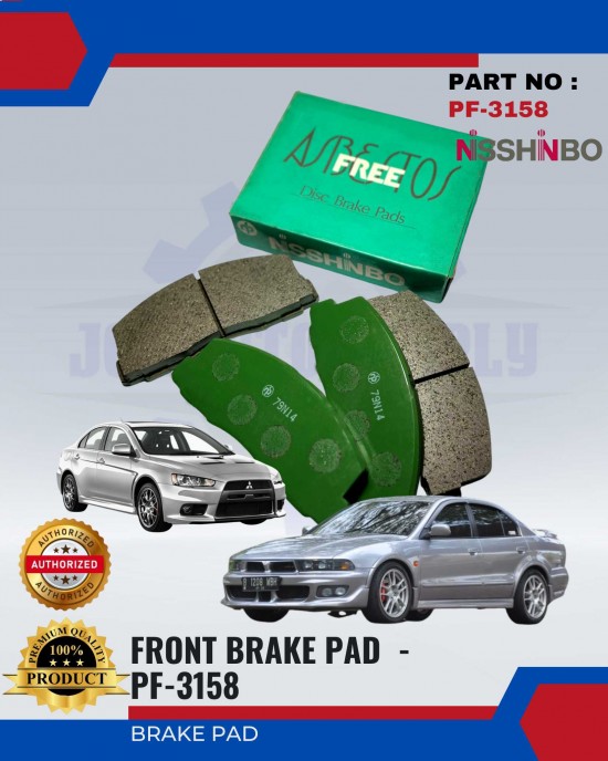 Front Disc Brake Pad (4pcs)-Mitsubishi-Galant-Lancer-NISSHINBO-PF-3158 Brake System image