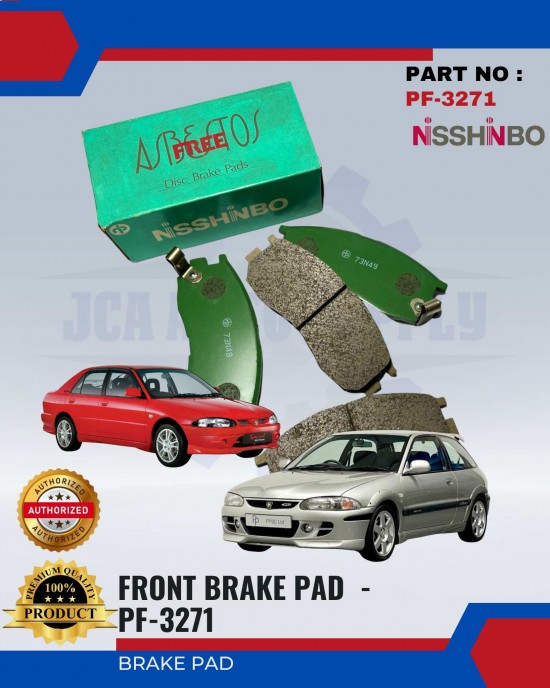 Front Disc Brake Pad (4pcs)-Proton-Wira-Satria-NISSHINBO-PF-3271 Brake System image