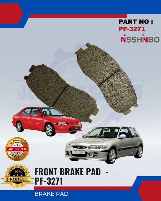 Front Disc Brake Pad (4pcs)-Proton-Wira-Satria-NISSHINBO-PF-3271 Brake System image