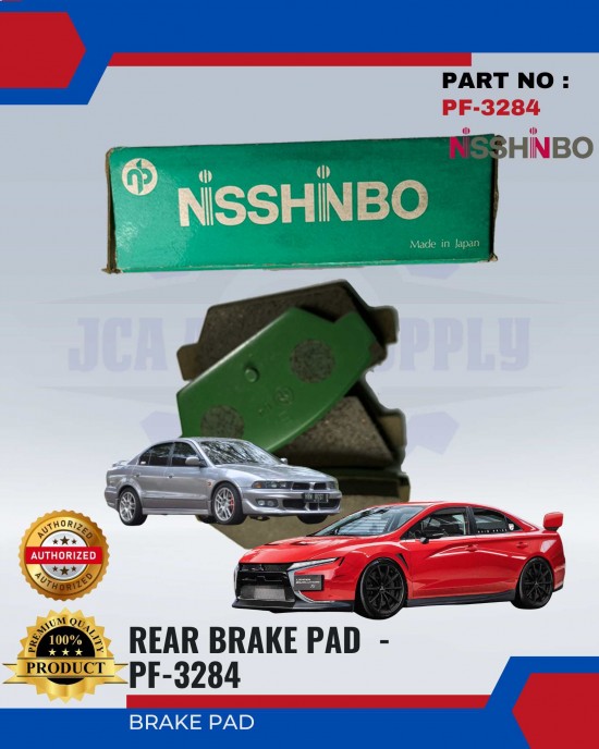 Rear Disc Brake Pad-Mitsubishi Lancer-Galant-NISSHINBO-PF-3284 Brake System image