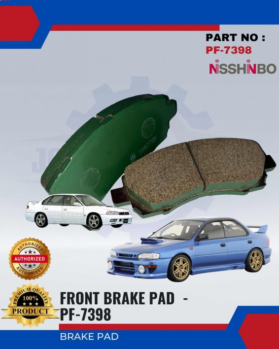 NISSHINBO-DISC BRAKE PAD-FRONT - SUBARU-IMPREZA-LEGACY - PF-7398 image