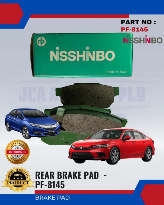 Rear Disc Brake Pad-Honda Civic-City-NISSHINBO-PF-8145 Brake System image