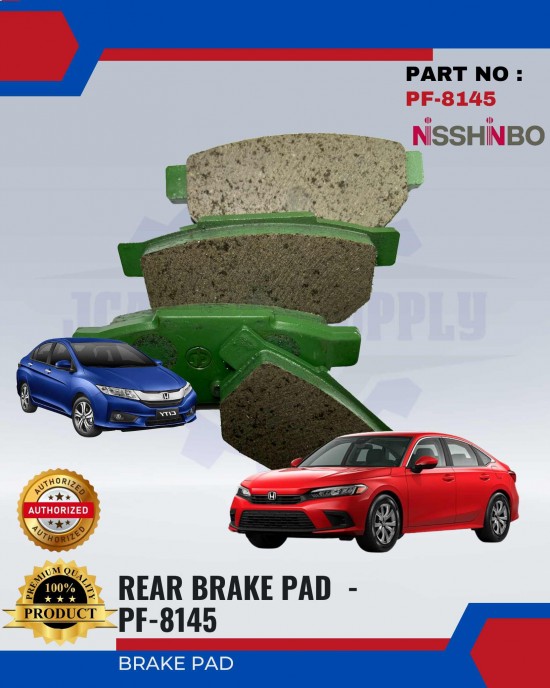 Rear Disc Brake Pad-Honda Civic-City-NISSHINBO-PF-8145 Brake System image