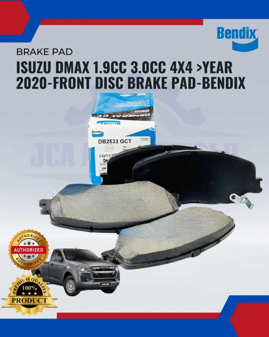 Isuzu Dmax 1.9cc 3.0cc 4x4 >Year 2020-Front Disc Brake Pad-Bendix-DB2533 GCT Brake Pad image