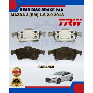 Ford Focus-Mazda 3 BM-Mazda 3-Mazda 5-Peugeot 508-Volvo S50-Rear Disc Brake Pad-TRW-GDB1469
