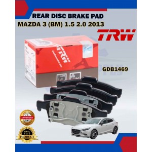 Ford Focus-Mazda 3 BM-Mazda 3-Mazda 5-Peugeot 508-Volvo S50-Rear Disc Brake Pad-TRW-GDB1469
