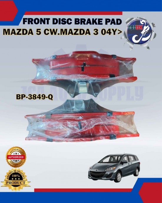 Front Disc Brake Pad Set-Mazda 5 CW 06Y>-PREMACY 06Y>-MAZDA 3 04Y>-QHUK-BP-3849-Q Brake Pad image