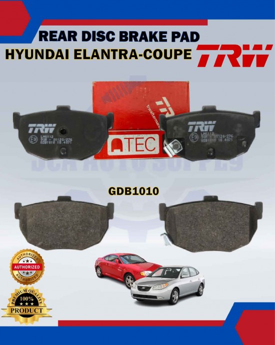 Showing image for Hyundai Elantra 1.6cc 1.8cc-Hyundai Coupe-Kia Cerato-Spectra-Rear Disc Brake Pad-TRW-GDB1010 Hyundai Elantra 1.6cc 1.8cc-Hyundai Coupe-Kia Cerato-Spectra-Rear Disc Brake Pad-TRW-GDB1010 Brake Pad image