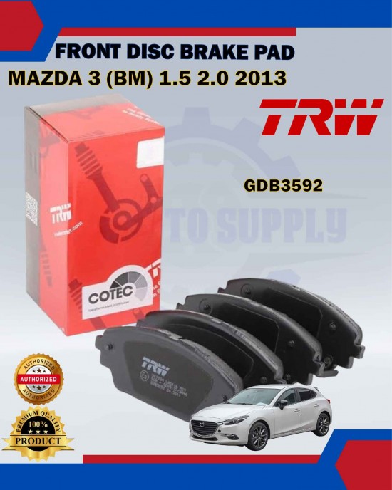 Showing image for Mazda 3 BM-Mazda CX-3-Front Disc Brake Pad-TRW-GDB3592 Mazda 3 BM-Mazda CX-3-Front Disc Brake Pad-TRW-GDB3592 Brake Pad image