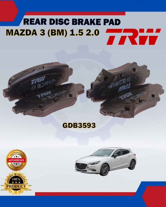 Showing image for Mazda 3-Rear Disc Brake Pad-TRW-GDB3593 Mazda 3-Rear Disc Brake Pad-TRW-GDB3593 Brake Pad image