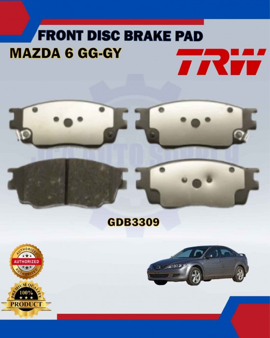Showing image for Mazda 6 GG-GY-Front Disc Brake Pad-TRW-GDB3309 Mazda 6 GG-GY-Front Disc Brake Pad-TRW-GDB3309 Brake Pad image