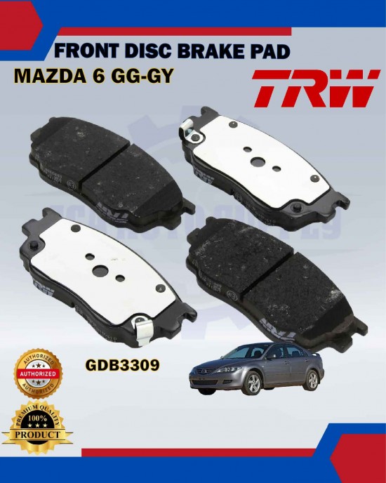 Showing image for Mazda 6 GG-GY-Front Disc Brake Pad-TRW-GDB3309 Mazda 6 GG-GY-Front Disc Brake Pad-TRW-GDB3309 Brake Pad image
