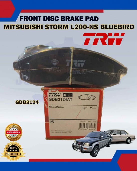 Showing image for Mitsubishi Storm L200 2.5CC-A32-Nissan Maxima-Bluebird-Front Disc Brake Pad-TRW-GDB3124 Mitsubishi Storm L200 2.5CC-A32-Nissan Maxima-Bluebird-Front Disc Brake Pad-TRW-GDB3124 Brake Pad image