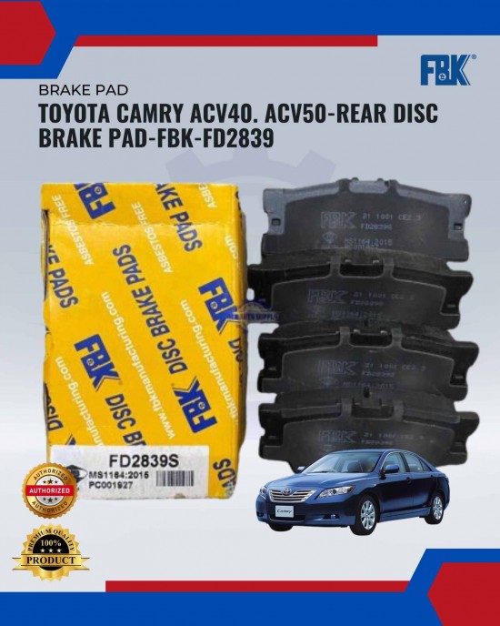 Rear Disc Brake Pad-Toyota Camry ACV40-ACV50-FBK-FD2839 Brake System image