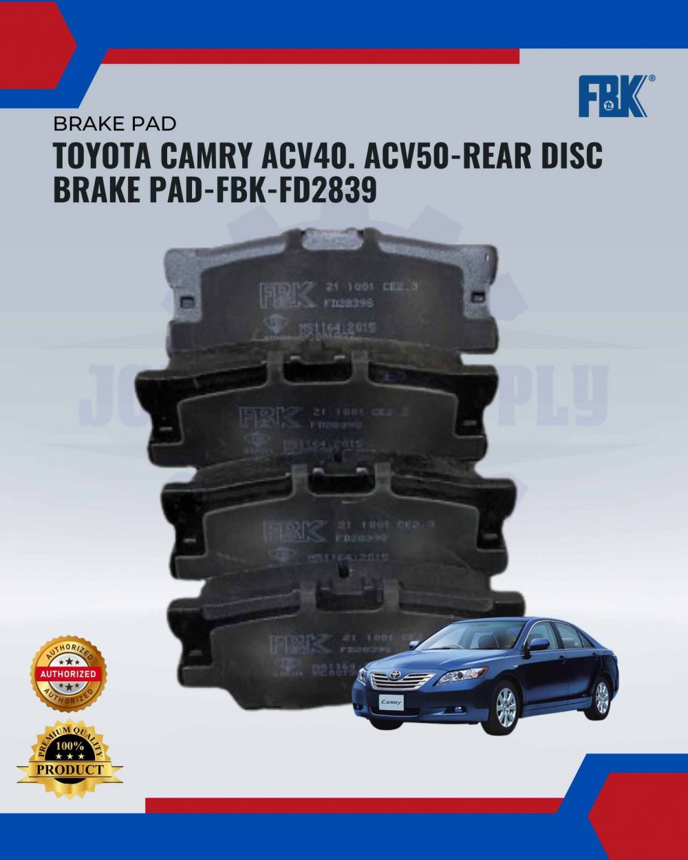 Rear Disc Brake Pad-Toyota Camry ACV40-ACV50-FBK-FD2839 | FBK | JCA ...