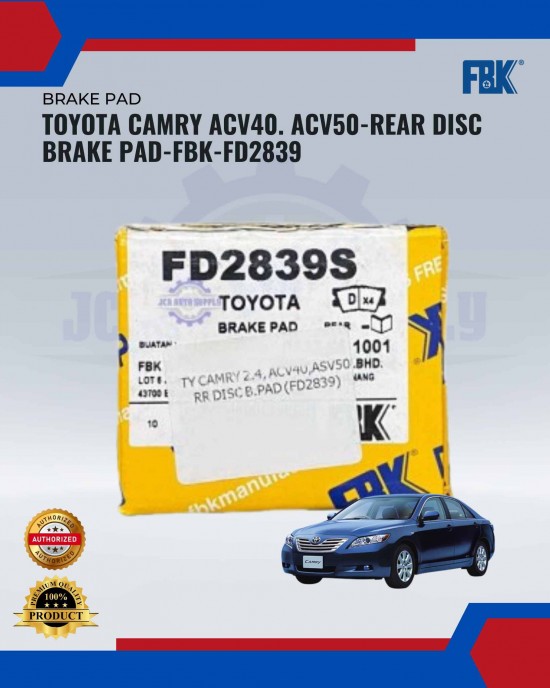 Rear Disc Brake Pad-Toyota Camry ACV40-ACV50-FBK-FD2839 Brake System image