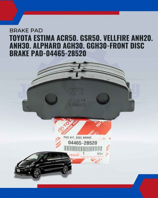 Toyota Estima ACR50. GSR50. Vellfire ANH20. ANH30. Alphard AGH30. GGH30-Front Disc Brake Pad-04465-28520 Toyota Estima ACR50. GSR50. Vellfire ANH20. ANH30. Alphard AGH30. GGH30-Front Disc Brake Pad-04465-28520