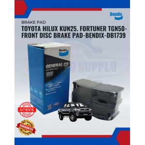 Toyota Hilux KUN25. Fortuner TGN50-Front Disc Brake Pad-BENDIX-DB1739