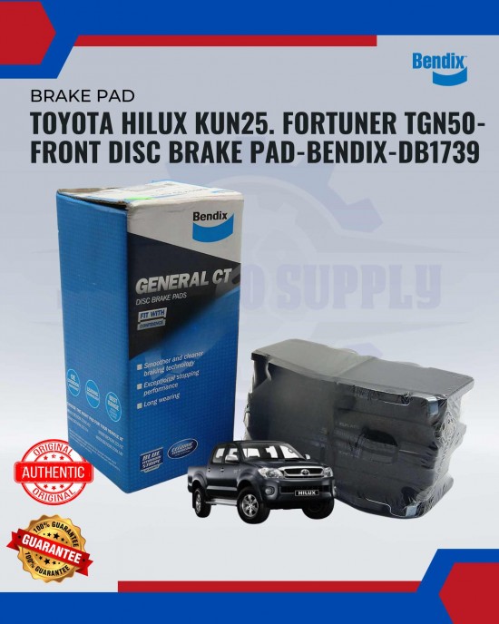 Front Disc Brake Pad-Toyota Hilux Kun25-Fortuner-BENDIX-DB1739 Brake System image