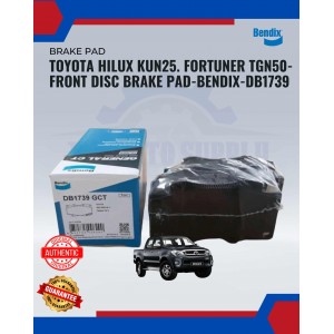 Toyota Hilux KUN25. Fortuner TGN50-Front Disc Brake Pad-BENDIX-DB1739