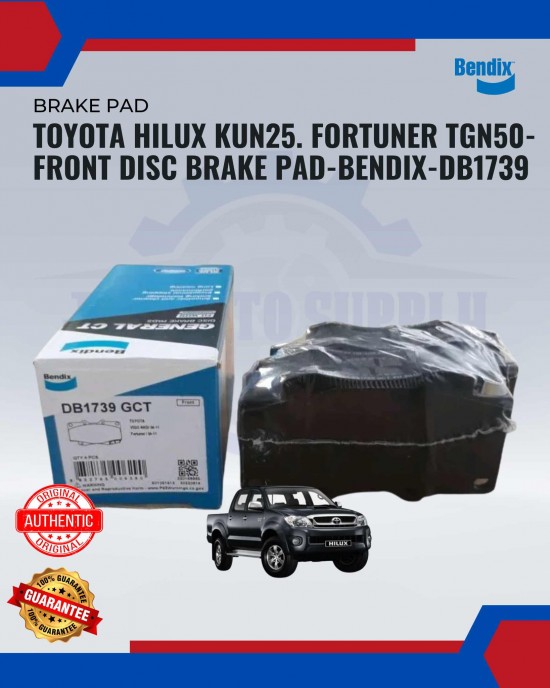 Front Disc Brake Pad-Toyota Hilux Kun25-Fortuner-BENDIX-DB1739 Brake System image