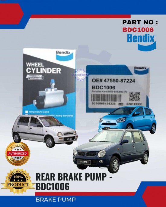 Perodua Kancil 660 - Kancil 850 - Daihatsu Mira Rear Brake Pump (LH/RH) - BENDIX - BDC1006 Brake System image