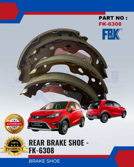 Rear Brake Shoe-Proton Iriz 1.3-1.5-Proton Persona VVT 2016-FBK-FK6308 Brake System image