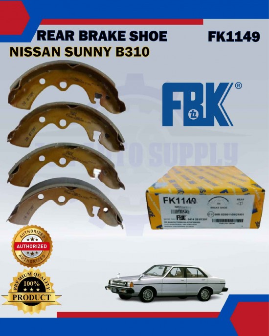 Rear Brake Shoe Set-Nissan Sunny B310-FBK-FK1149 Brake System image