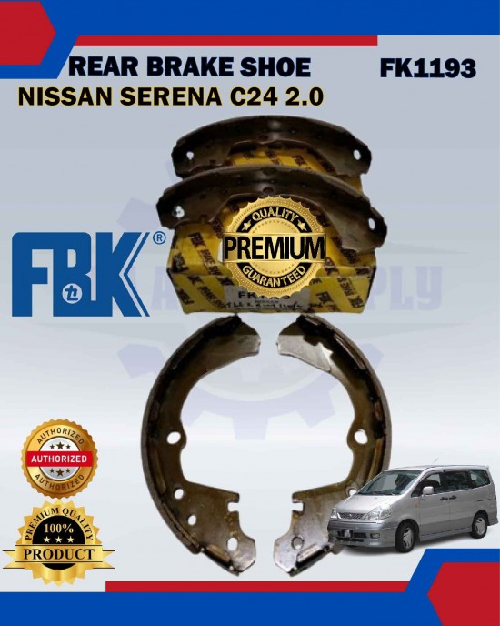 Rear Brake Shoe Set-Nissan Serena C24 2.0-FBK-FK1193 Brake System image