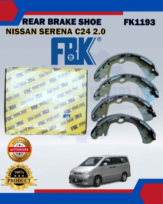 Rear Brake Shoe Set-Nissan Serena C24 2.0-FBK-FK1193 Brake System image