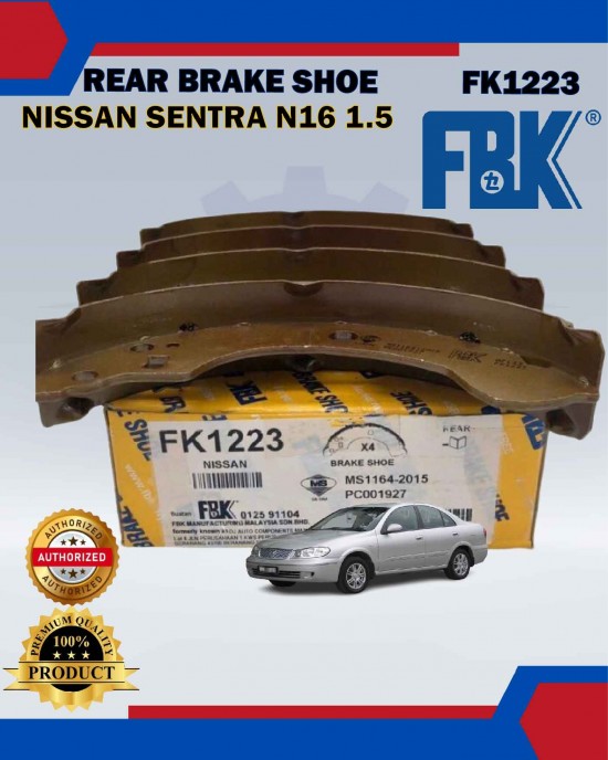 Rear Brake Shoe Set-Nissan Sentra N16 1.5-FBK-FK1223 Brake System image