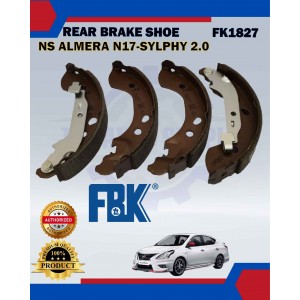 Rear Brake Shoe Set-Nissan Almera N17 1.5-Sylphy 2.0-FBK-FK1827